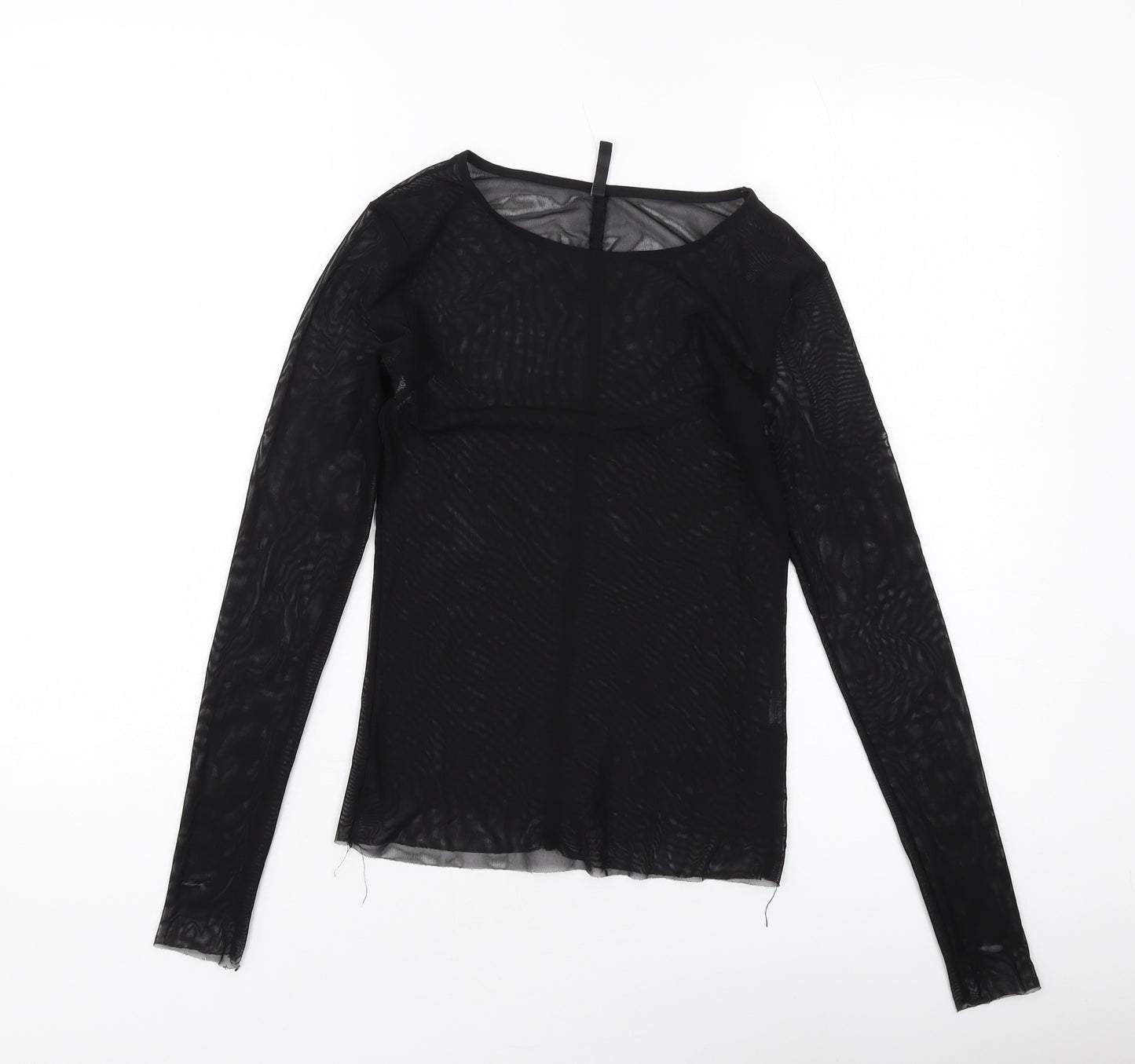 Stradivarius Womens Black Polyester Basic T-Shirt Size S Round Neck