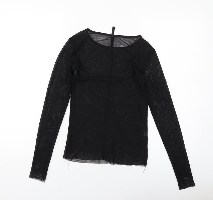 Stradivarius Womens Black Polyester Basic T-Shirt Size S Round Neck