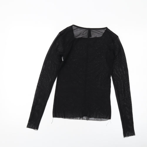 Stradivarius Womens Black Polyester Basic T-Shirt Size S Round Neck