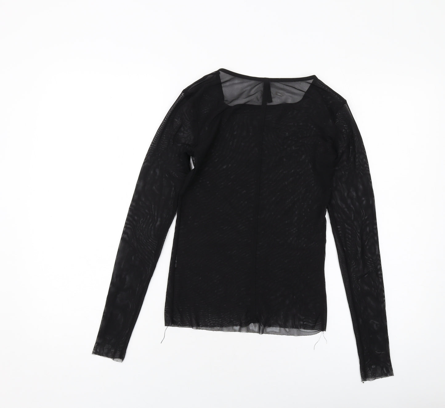 Stradivarius Womens Black Polyester Basic T-Shirt Size S Round Neck