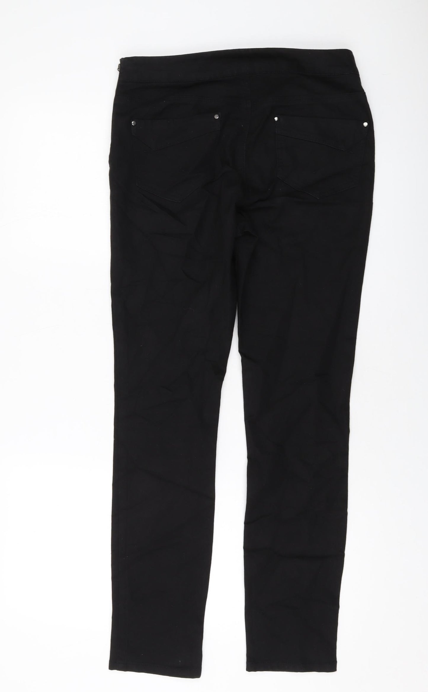 Wallis Womens Black Cotton Straight Jeans Size 10 L29 in Regular Zip