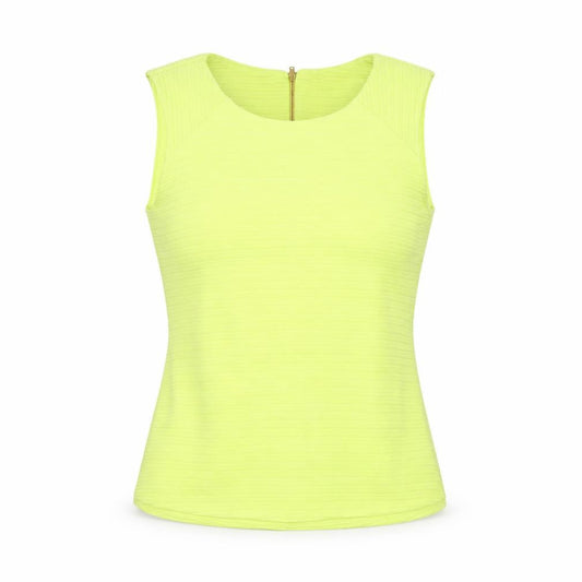 Front view of John Lewis women’s green polyester basic tank, size M, round neck