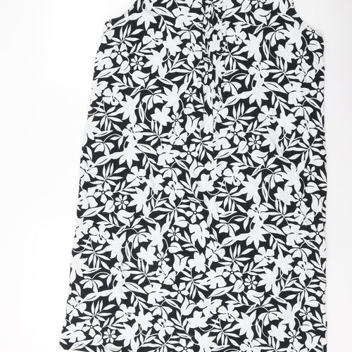 Lands' End Womens Beige Geometric Cotton Tank Dress Size L Round Neck Pullover