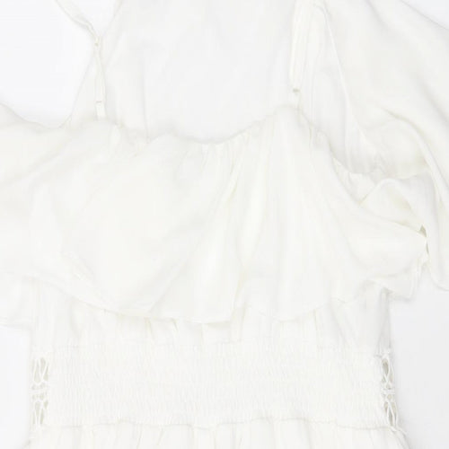 Miss Selfridge Womens White Polyester Playsuit One-Piece Size 10 Pullover