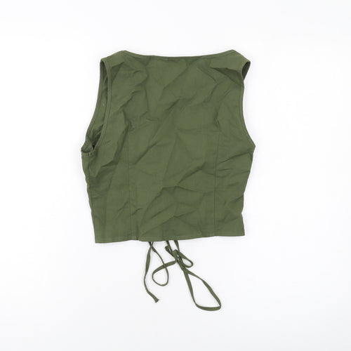 PRETTYLITTLETHING Womens Green Polyester Cropped Tank Size 10 Scoop Neck
