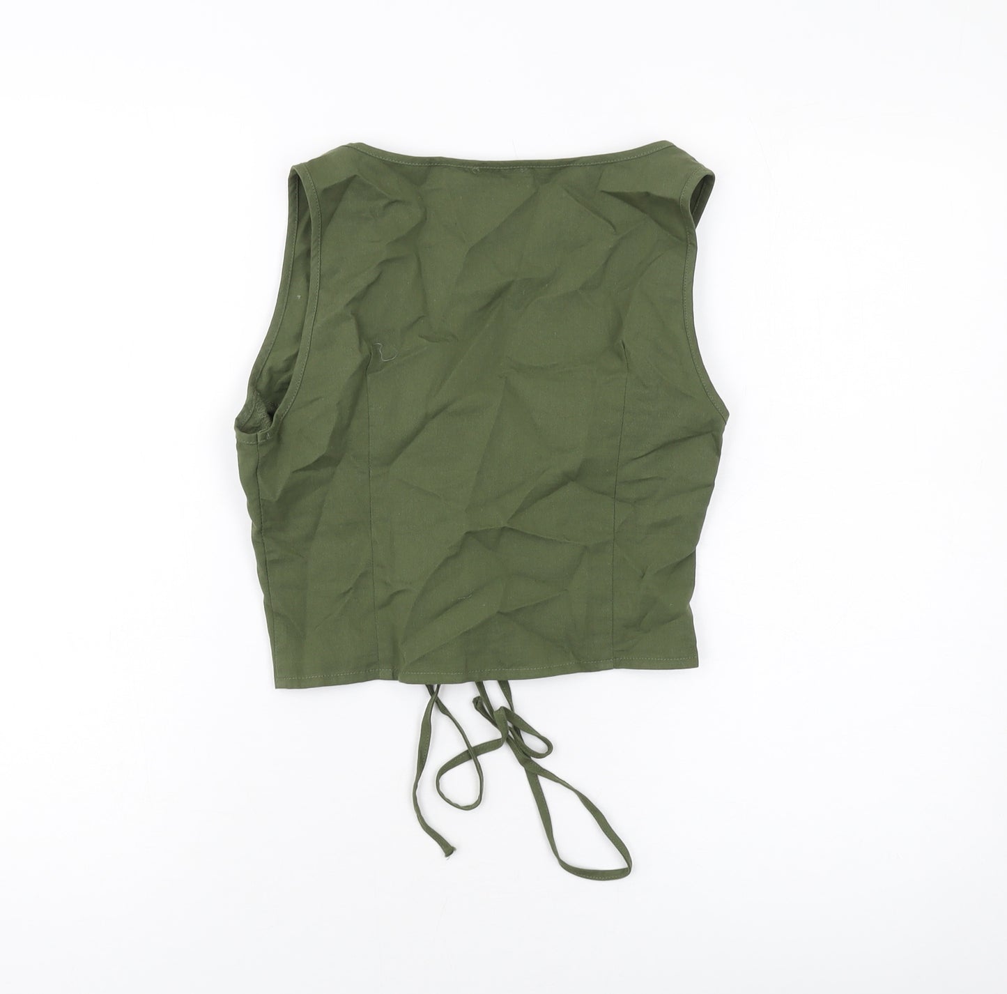 PRETTYLITTLETHING Womens Green Polyester Cropped Tank Size 10 Scoop Neck
