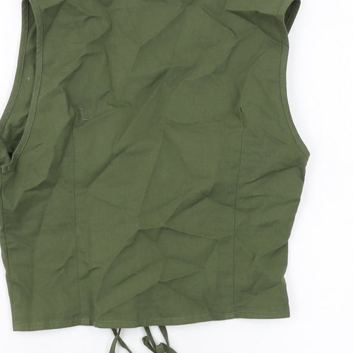 PRETTYLITTLETHING Womens Green Polyester Cropped Tank Size 10 Scoop Neck