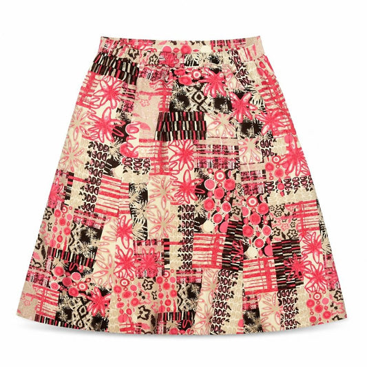 Front view of Honor Miliburn women’s multicoloured geometric polyester a-line skirt, size UK 10
