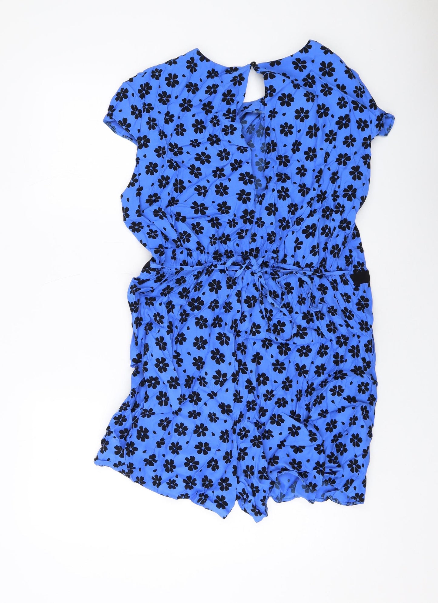 Doll & Frog Womens Blue Geometric Polyester Playsuit One-Piece Size 16 Button