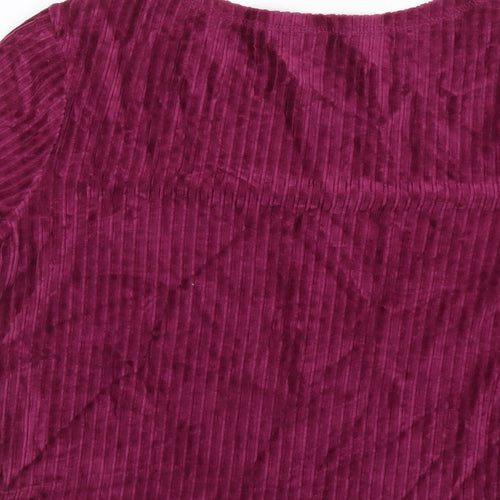 M&Co Girls Purple Cotton Cropped T-Shirt Size 16 Years Round Neck Pullover