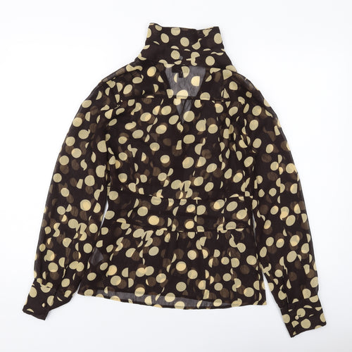 NEXT Womens Brown Polka Dot Polyester Basic Blouse Size 8 Collared