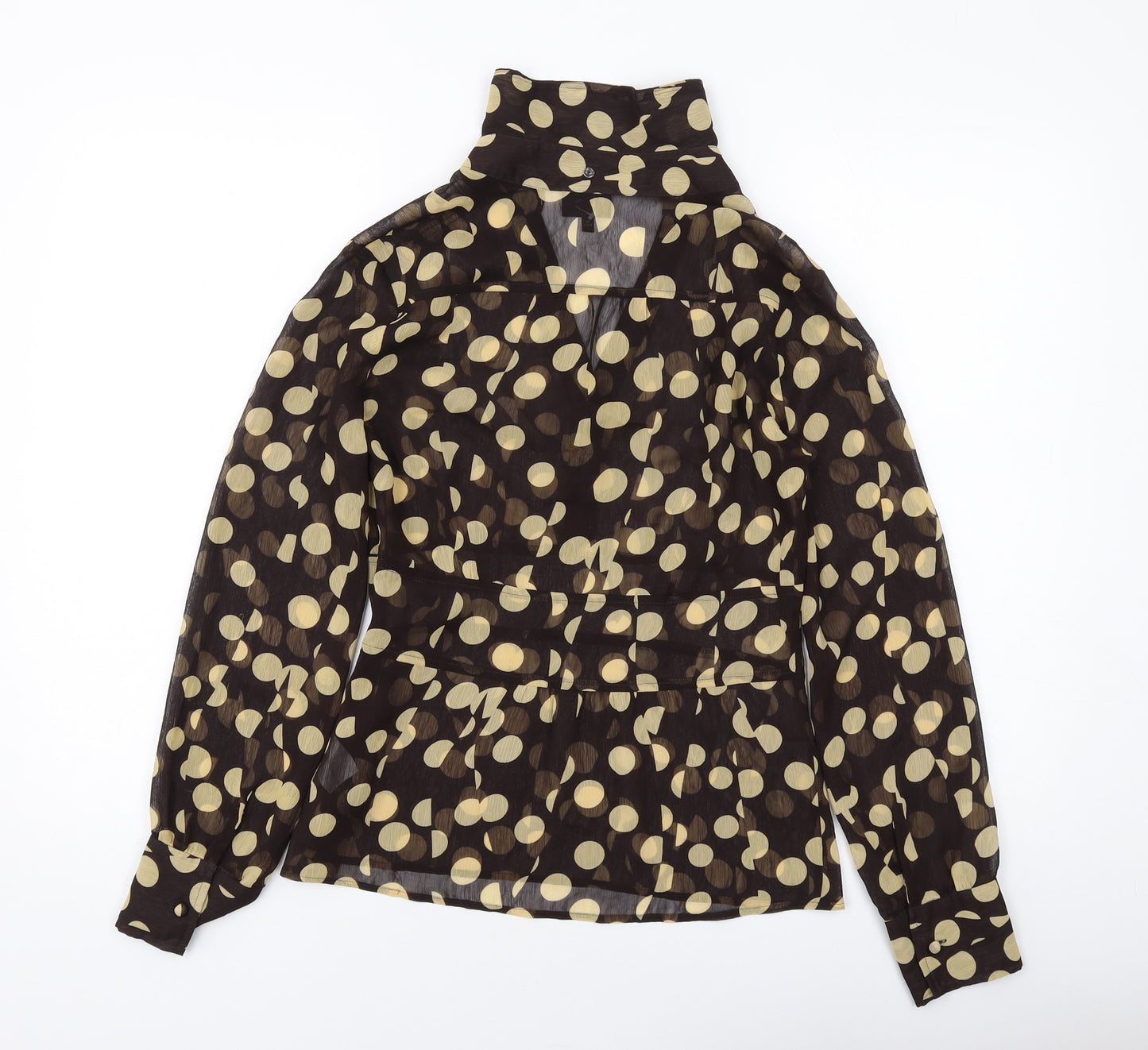 NEXT Womens Brown Polka Dot Polyester Basic Blouse Size 8 Collared