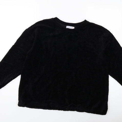 Per Una Womens Black Cotton Basic Blouse Size 12 Round Neck