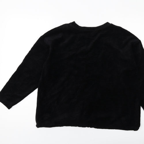 Per Una Womens Black Cotton Basic Blouse Size 12 Round Neck