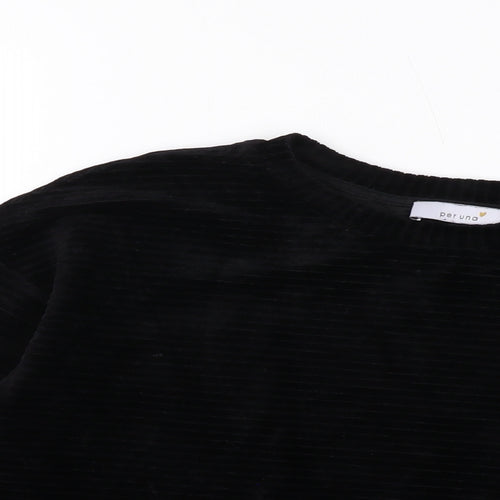 Per Una Womens Black Cotton Basic Blouse Size 12 Round Neck