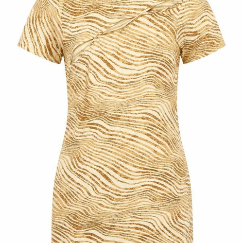 Motel Womens Orange Animal Print Cotton Basic T-Shirt Size S Round Neck