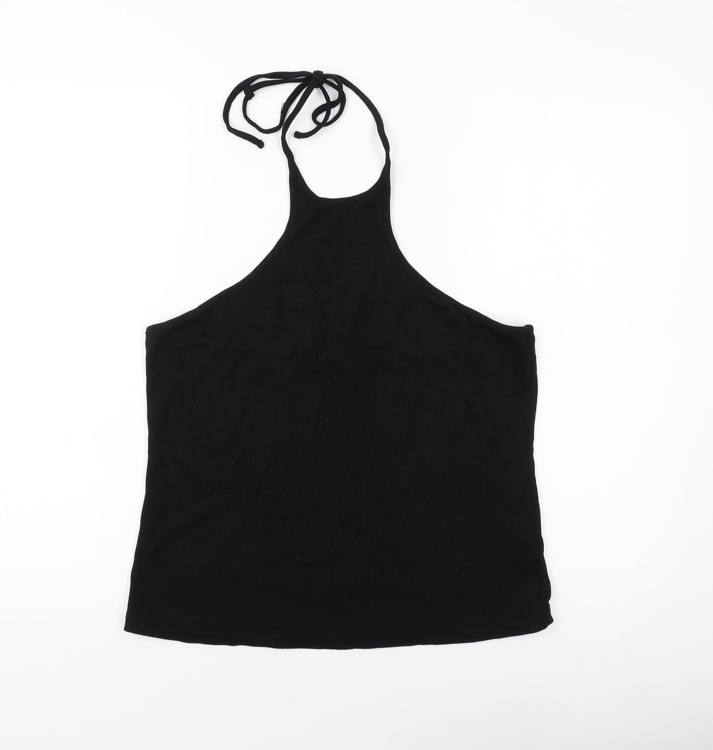 H&M Womens Black Polyester Basic Tank Size L Halter