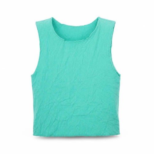 Zara Womens Green Cotton Cropped Tank Size S Round Neck