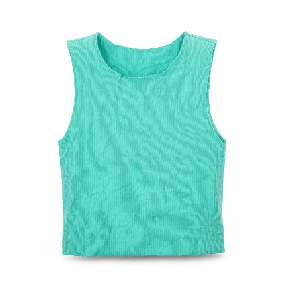 Zara Womens Green Cotton Cropped Tank Size S Round Neck