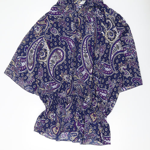 Ypours Womens Blue Geometric Polyester Basic Blouse Size 20 V-Neck