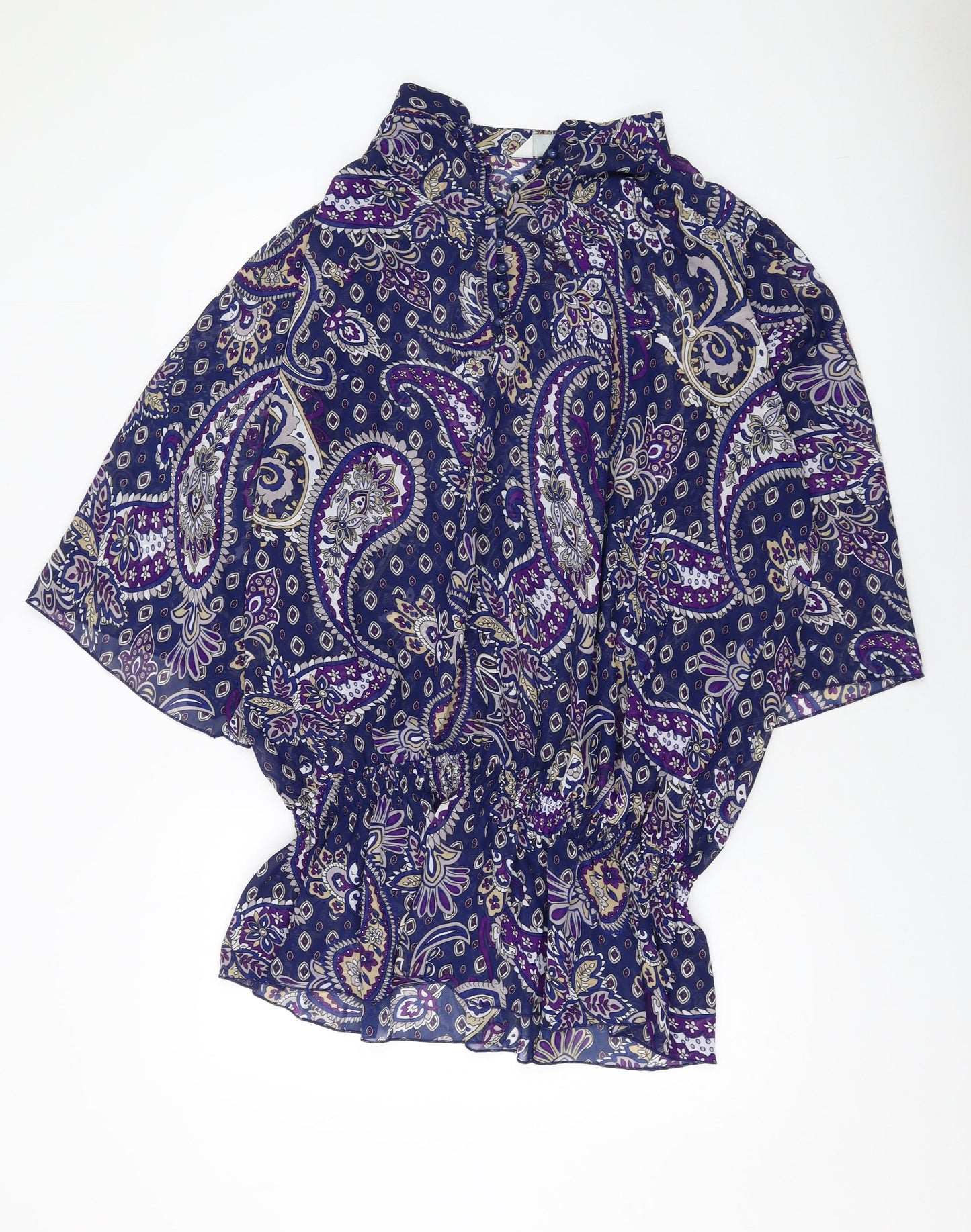 Ypours Womens Blue Geometric Polyester Basic Blouse Size 20 V-Neck