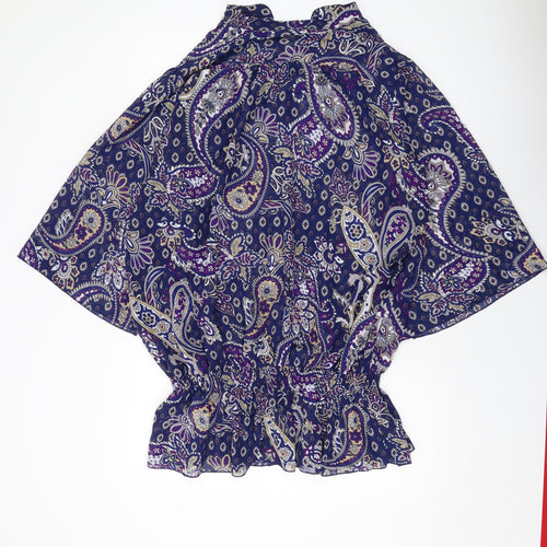 Ypours Womens Blue Geometric Polyester Basic Blouse Size 20 V-Neck