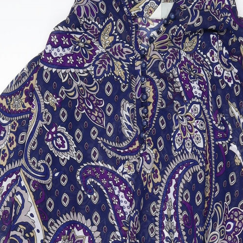 Ypours Womens Blue Geometric Polyester Basic Blouse Size 20 V-Neck