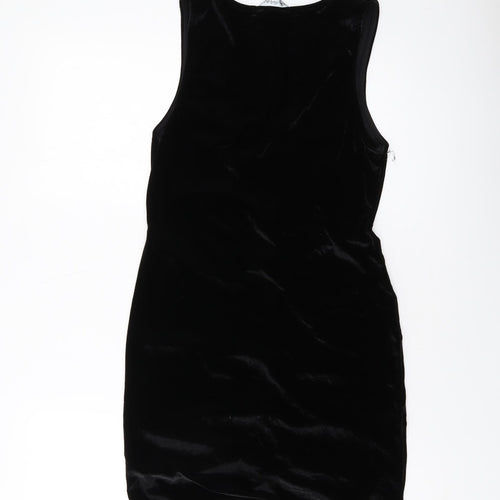 Miss Selfridge Womens Black Polyester Mini Size 14 V-Neck Pullover