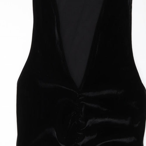 Miss Selfridge Womens Black Polyester Mini Size 14 V-Neck Pullover