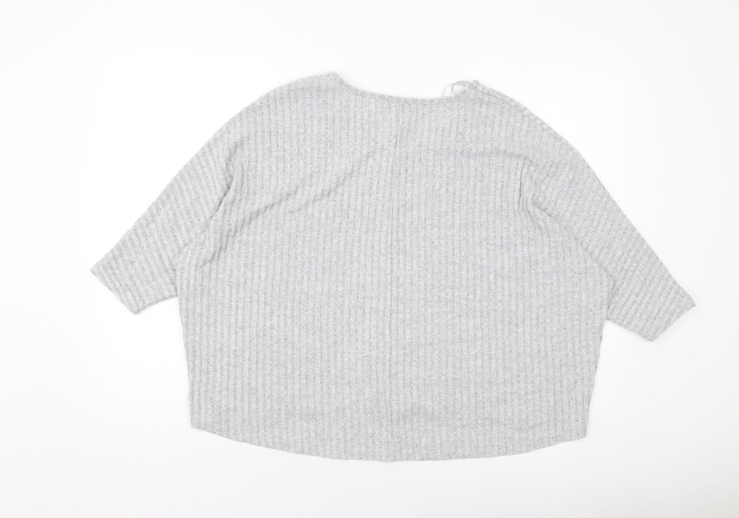 New Look Womens Grey Polyester Basic Blouse Size S V-Neck