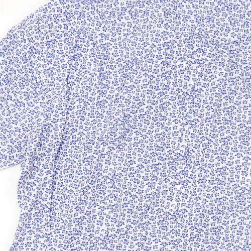 Seidensticker Mens Blue Floral Cotton Button-Up Size M Collared Button