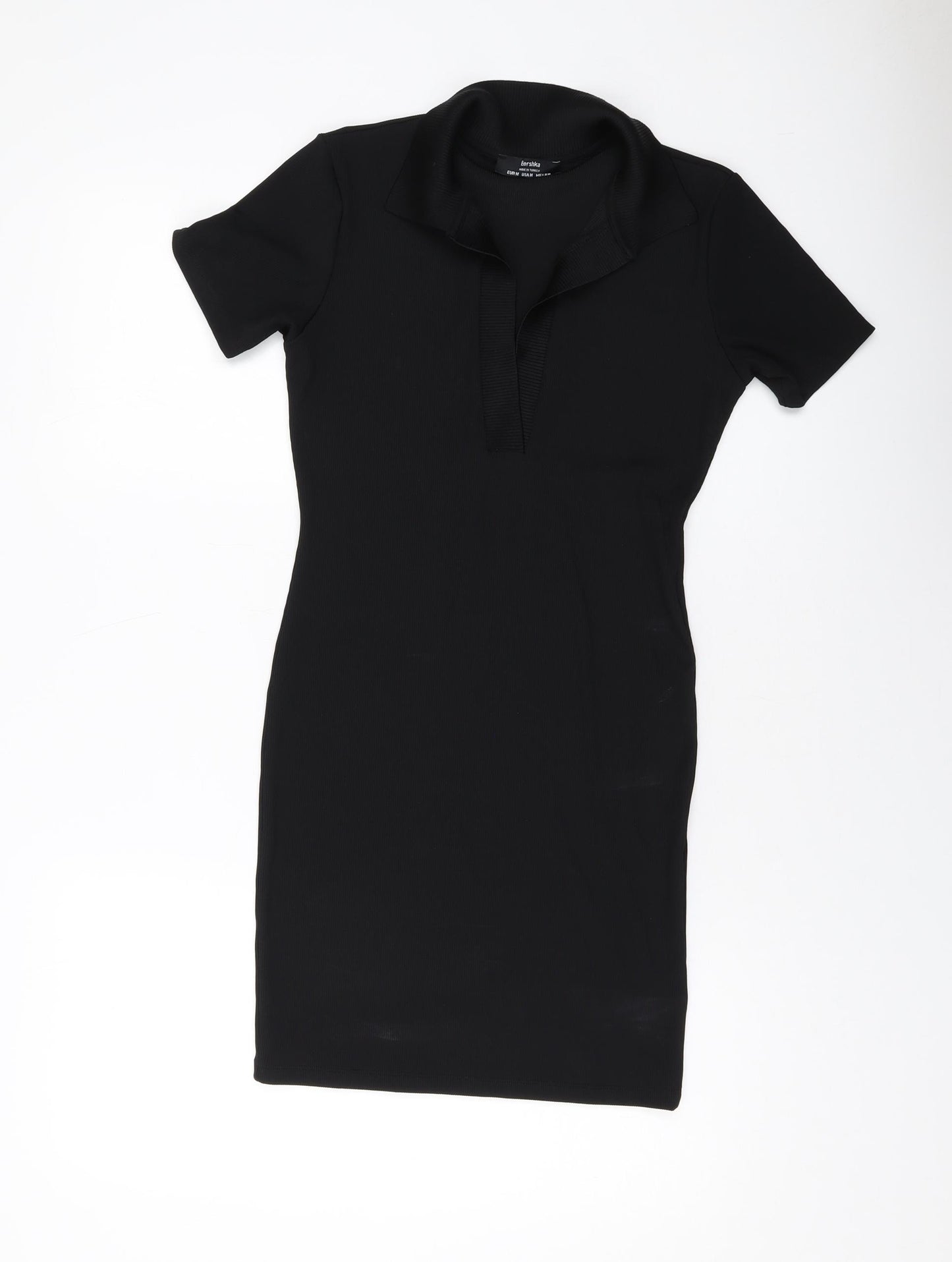 Bershka Womens Black Polyester Mini Size M Collared Pullover