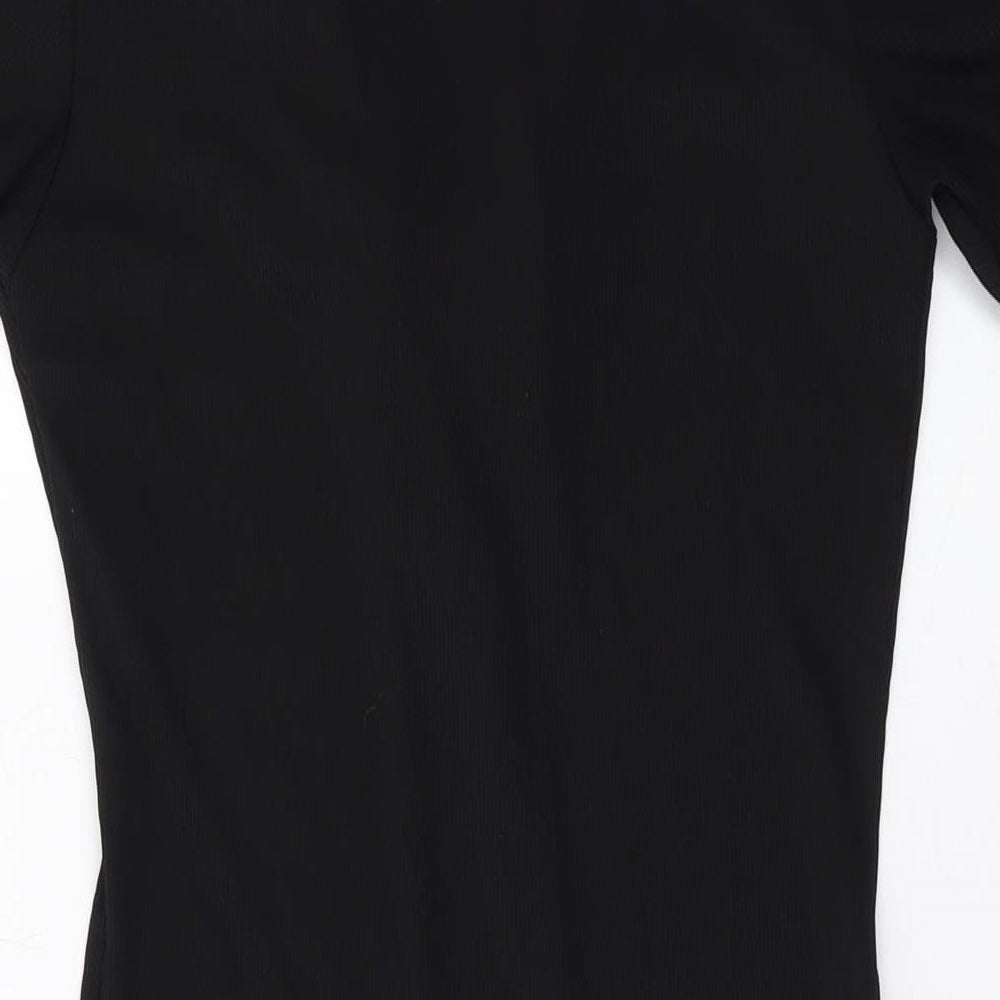 Bershka Womens Black Polyester Mini Size M Collared Pullover