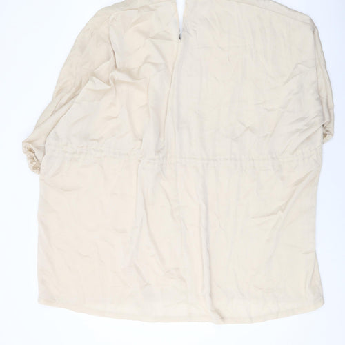 PRETTYLITTLETHING Womens Beige Polyester Basic Blouse Size 10 V-Neck