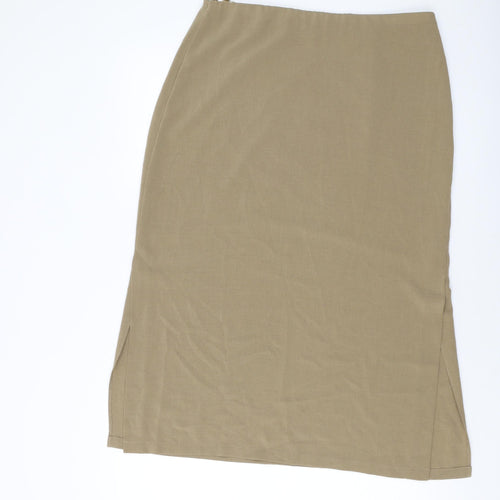 Marks and Spencer Womens Beige Polyester Straight & Pencil Skirt Size 16 Zip