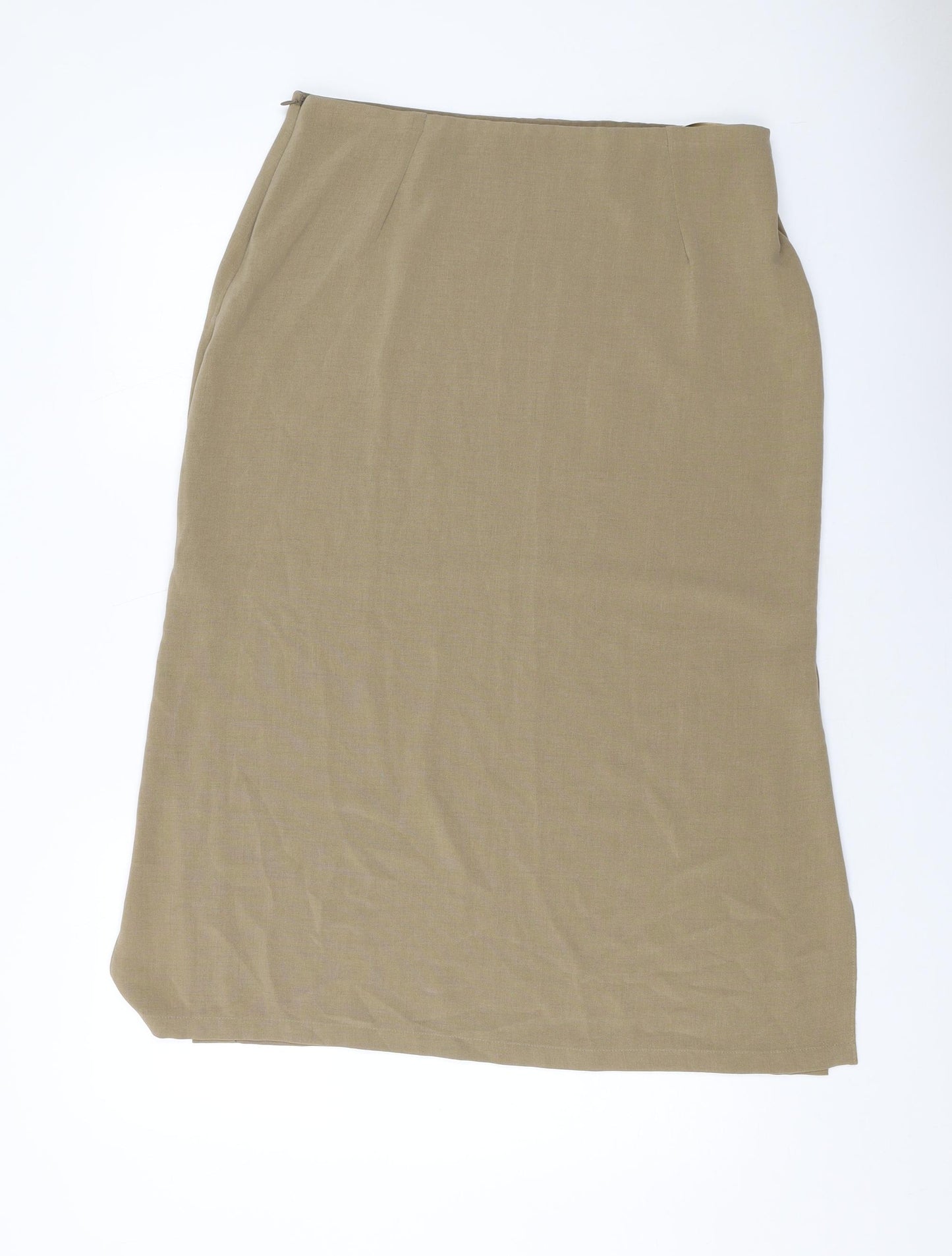 Marks and Spencer Womens Beige Polyester Straight & Pencil Skirt Size 16 Zip