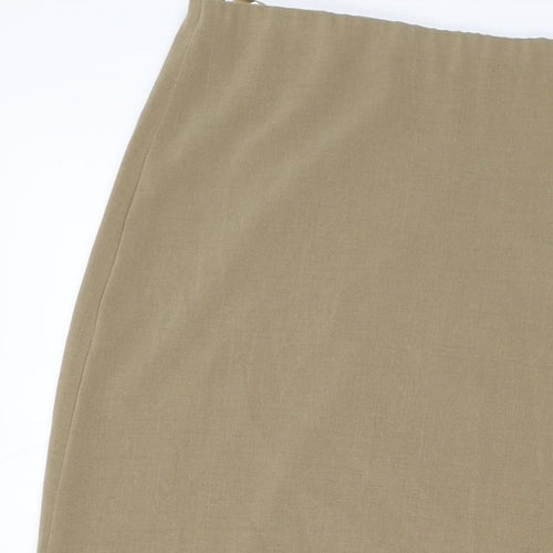 Marks and Spencer Womens Beige Polyester Straight & Pencil Skirt Size 16 Zip