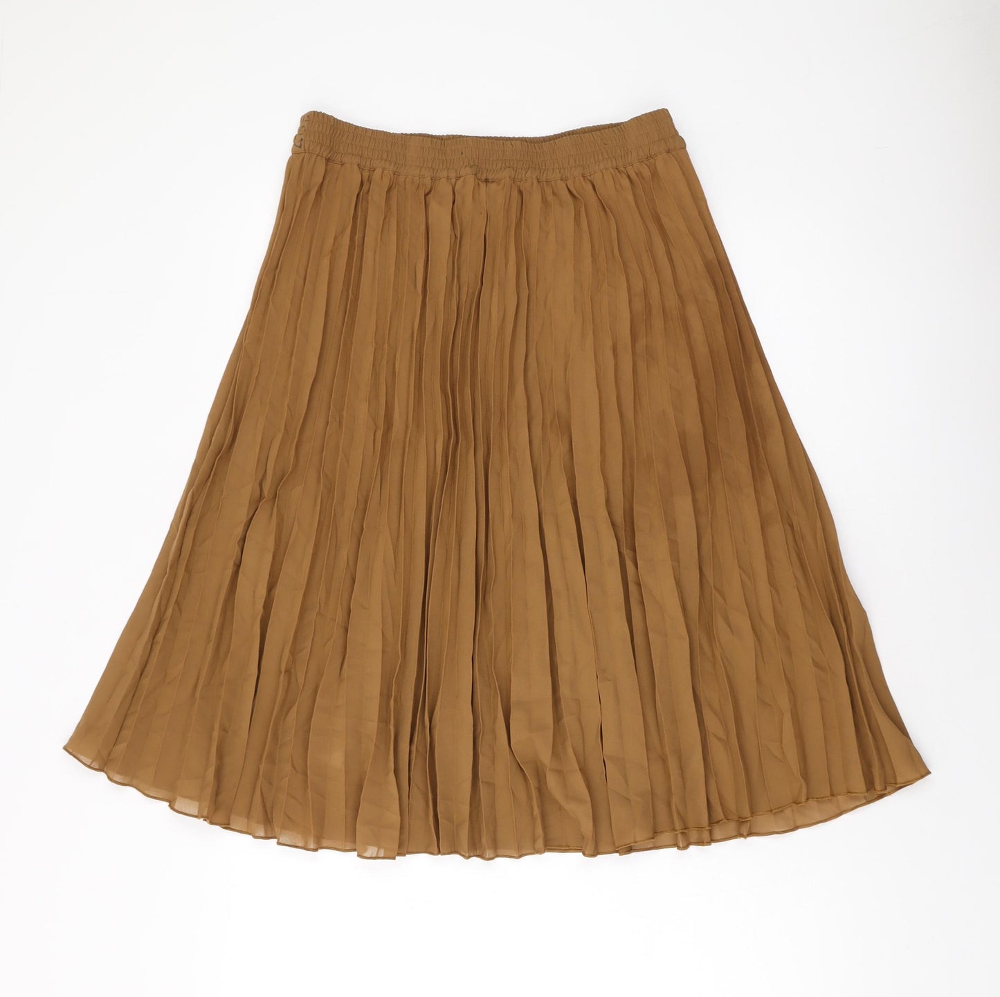 Cotton Traders Womens Brown Polyester Pleated Skirt Size 10