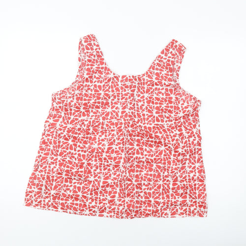 Fat Face Womens Red Geometric Cotton Basic Tank Size 16 Round Neck