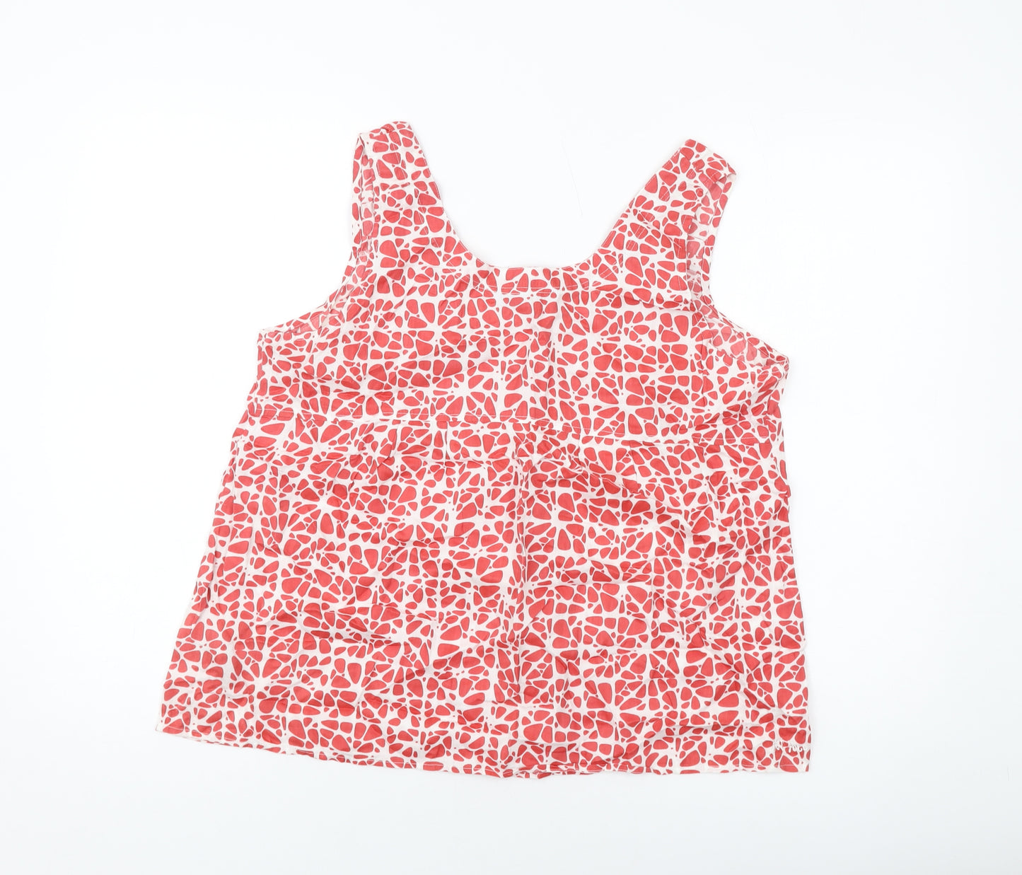Fat Face Womens Red Geometric Cotton Basic Tank Size 16 Round Neck