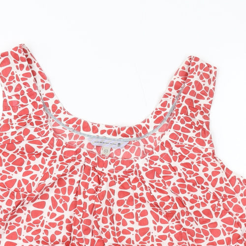 Fat Face Womens Red Geometric Cotton Basic Tank Size 16 Round Neck