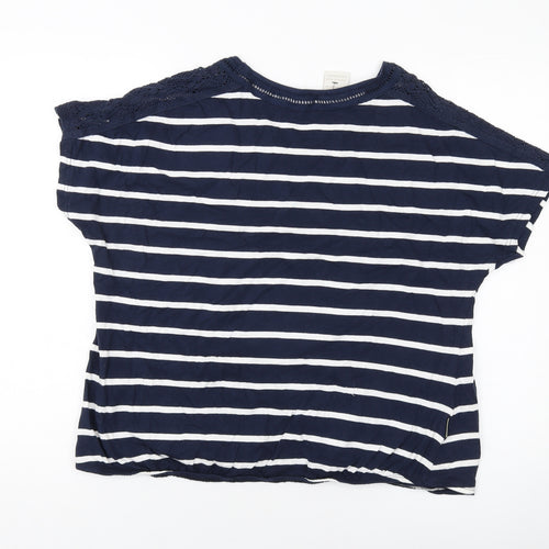 Trespass Womens Blue Striped Cotton Basic T-Shirt Size 16 Round Neck