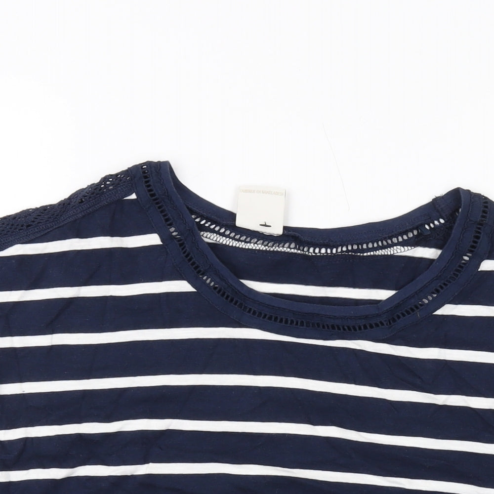 Trespass Womens Blue Striped Cotton Basic T-Shirt Size 16 Round Neck