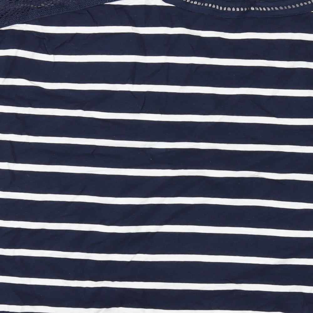 Trespass Womens Blue Striped Cotton Basic T-Shirt Size 16 Round Neck