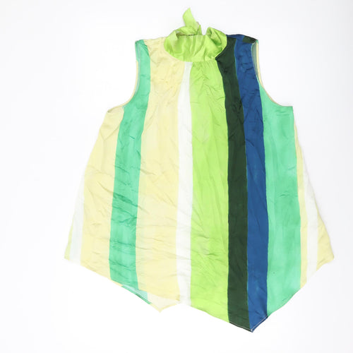 Zara Womens Multicoloured Striped Polyester Basic Blouse Size S Mock Neck