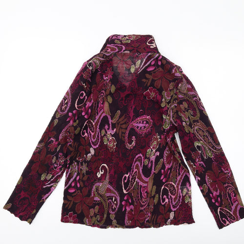 CC Womens Purple Floral Polyester Basic Blouse Size 12 Collared