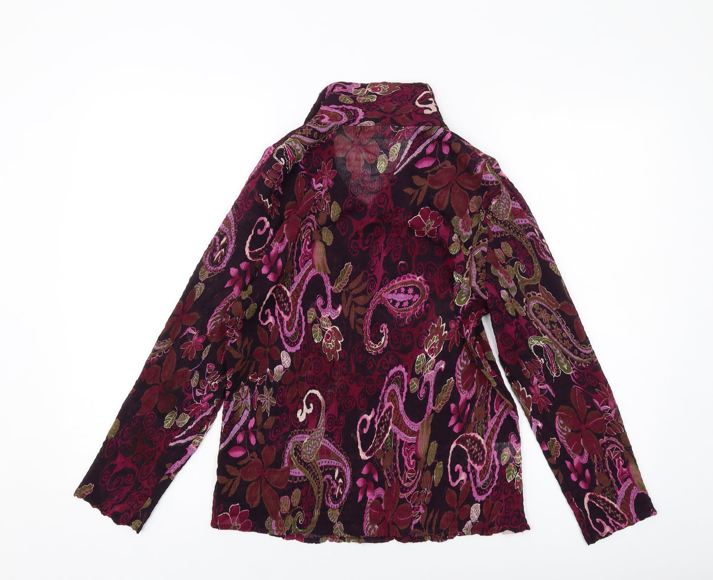 CC Womens Purple Floral Polyester Basic Blouse Size 12 Collared