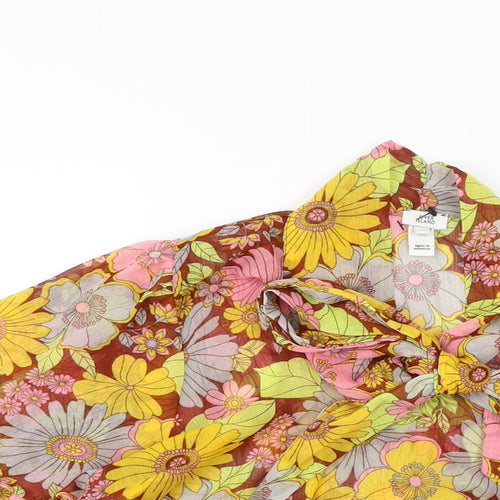 River Island Womens Multicoloured Floral Polyester Basic Blouse Size 8 Mock Neck