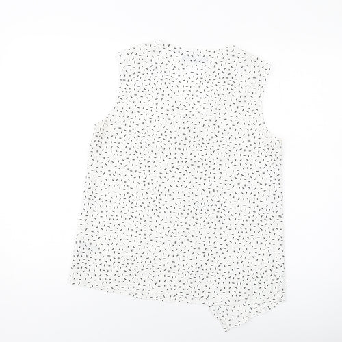 Marks and Spencer Womens White Geometric Polyester Basic Tank Size 8 V-Neck