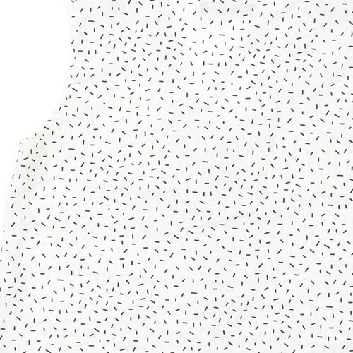 Marks and Spencer Womens White Geometric Polyester Basic Tank Size 8 V-Neck